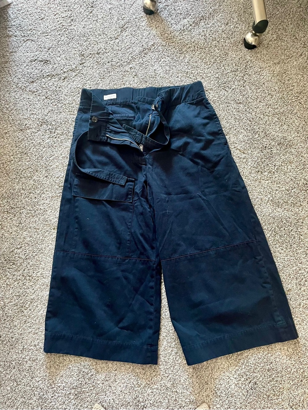 Dries Van Noten Navy Wide-Leg Capris